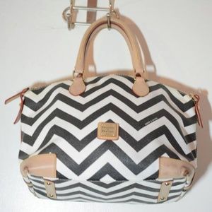 Dooney and Bourke black and white chevron satchel